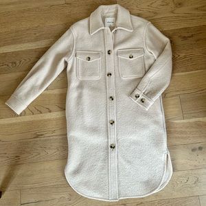 Wilfred Free The Ganna Long Shirt Jacket in Heather Bone XS ☁️